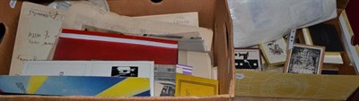 Lot 912 - Box of book plates, autograph album, programmes, etc (two boxes)