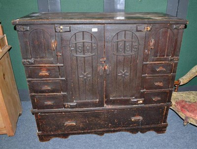 Lot 939 - A late 19th century pine cupboard bearing date 1635 & HSMP