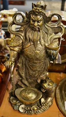 Lot 135A - A Chinese silver plated figure of Zhao Gongming, the Chinese military god of health, circa 1900's