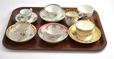 Lot 5 - A Worcester coffee cup and saucer, a coffee can, two tea bowls and saucers, a tea cup and saucer, a