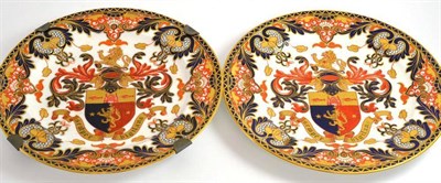 Lot 18 - Pair of Derby armorial plates in Imari palette
