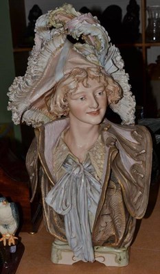 Lot 19 - A Royal Dux porcelain bust of a young gallant wearing a tricorn hat, impressed 453 to base
