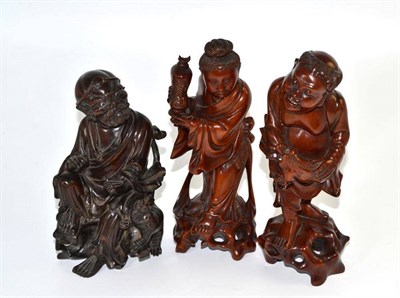 Lot 28 - Three 19th century Japanese root carvings