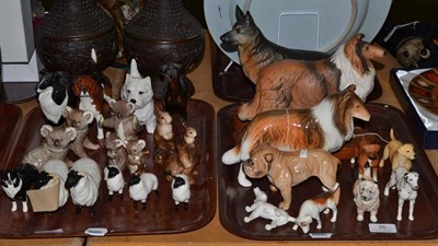 Lot 35 - Two trays of Beswick, including two 'Connoisseur' models, Alsatian, Collie and twelve other...