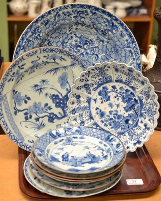Lot 37 - Nine various Chinese and Japanese blue and white porcelain plates