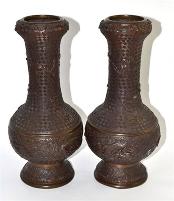 Lot 39 - A pair of Japanese bronze vases