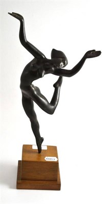 Lot 49 - An Art Deco-style bronzed spelter figure of a dancer on an oak plinth