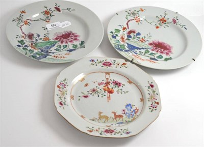 Lot 50 - Three Chinese plates (damages)