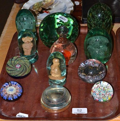 Lot 52 - Assorted Victorian dump paperweights, some inclusions, other paperweights, etc (12)