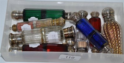 Lot 119 - Eight colour and clear glass double scent bottles
