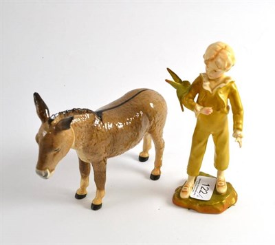 Lot 122 - A Royal Worcester figure ";The Parakeet"; (a.f.) and a Beswick donkey