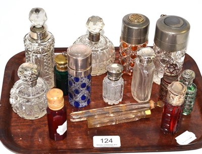Lot 124 - Victorian cut glass scent bottles and phials, some with silver and plated mounts