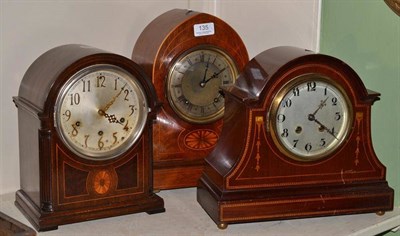 Lot 135 - German mantel clock in Gothic arched case and two others