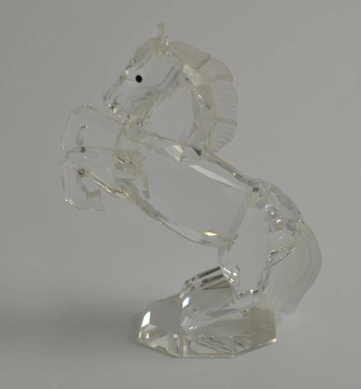 Lot 152 - Swarovski crystal Rearing stallion, in circular box, no certificate