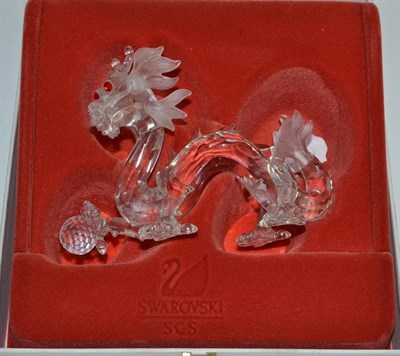 Lot 158 - Swarovski crystal Chinese Year of the Dragon 2000, on a flat mirror plinth, in a fitted case