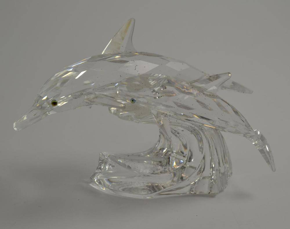 Lot 160 - Swarovski crystal Lead Me - the dolphins 1990, with certificate, cased