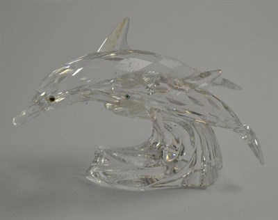 Lot 160 - Swarovski crystal Lead Me - the dolphins 1990, with certificate, cased