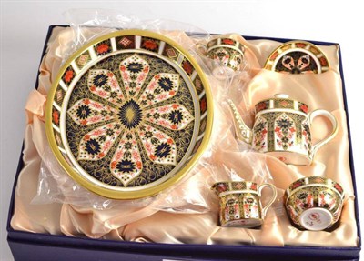 Lot 181 - A Royal Crown Derby Imari pattern 1128 miniature morning tea service (boxed)