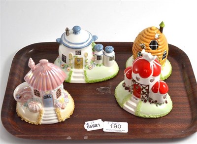 Lot 190 - Four boxed Coalport cottages:- Cook's Corner, Beehive Cottage, Lover's Retreat and Seashell Cottage