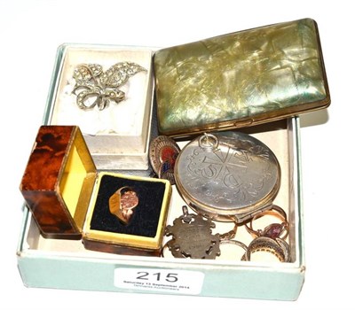 Lot 215 - Quantity of jewellery including gold rings, silver communion cup, 1906 silver medal etc