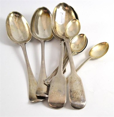 Lot 219 - Four silver tablespoons and five silver teaspoons