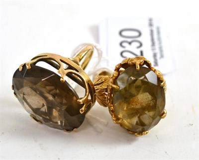 Lot 230 - Two 9ct gold smoky quartz rings