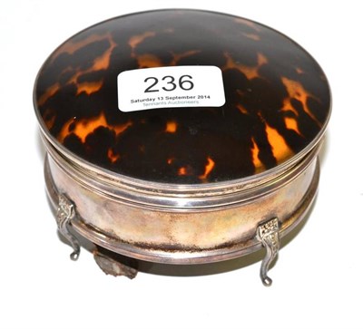 Lot 236 - A tortoiseshell and silver trinket box