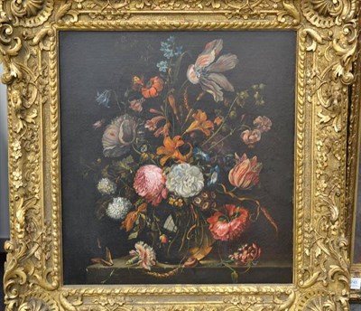 Lot 745 - Style of Ambrosius Bosschaert (17th/18th century)  A still life of tulips, peonies,...