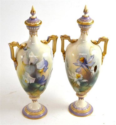 Lot 278 - A pair of Royal Worcester vases (one a.f.)