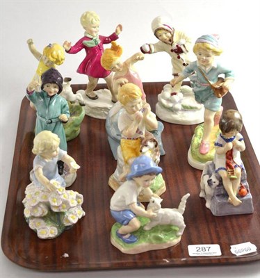 Lot 287 - Eight Royal Worcester 'Doughty' Month figures and two other Day figures (10)