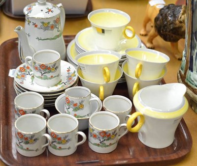 Lot 299 - Art Deco Shelly part tea set, pattern W12128 and a P.P.Co Ltd coffee set