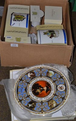 Lot 312 - Nelson commemorative plate and mug, Ringtons teapot, two mugs and a jar