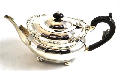 Lot 316 - A Chester silver teapot, bears the crest and motto of the Strutt family