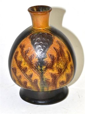 Lot 325 - A Linthorpe pottery vase, designed by Christopher Dresser, shape No.334, decorated with incised...