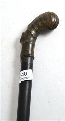 Lot 340 - A sword stick with a horn pistol grip handle