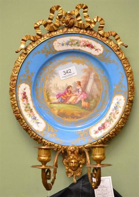 Lot 342 - French porcelain and gilt metal candle sconce