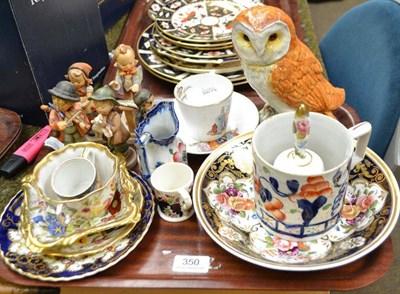 Lot 350 - Beswick owl, model no. 1046, five Hummel figures, 19th century floral decorated plate and...