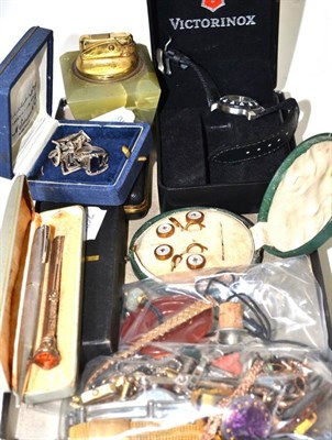 Lot 360 - A quantity of costume jewellery, lighters and watches etc