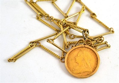 Lot 367 - An 1898 sovereign in mount with chain