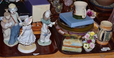 Lot 395 - A Moorcroft mug, a Lladro figure, a Nao figure, a Worcester figure, a Davenport plaque,...