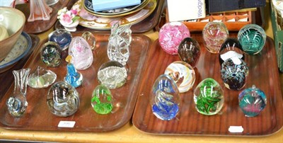 Lot 396 - Collection of paperweights including Caithness, Adrian Sankey, etc on two trays