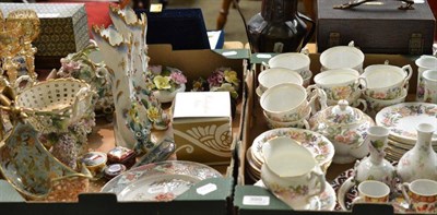 Lot 399 - Two trays of miscellaneous ceramics including Paragon 'Country Lane' pattern tea set, Chinese...