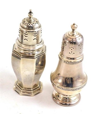 Lot 427 - Two silver sugar casters, Sheffield 1954 and Birmingham 1935