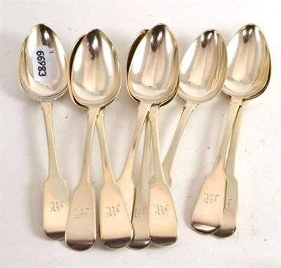 Lot 438 - A set of nine Irish silver rat tail dessert spoons by Charles Marsh, Dublin 1828