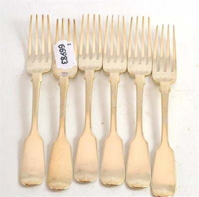 Lot 439 - A set of six silver dessert forks by Elizabeth & John Eaton, London 1859