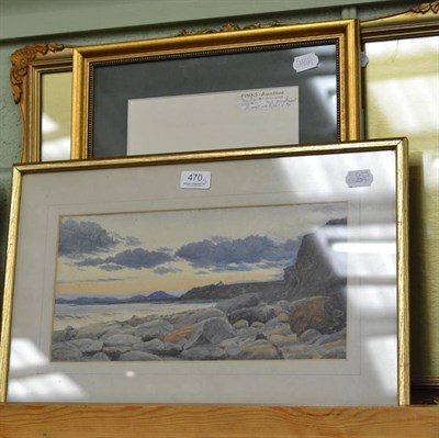 Lot 470 - Robert Tucker Pain, ";Evening, Criccieth Beach, Caernarvonshire, North Wales";, signed and...