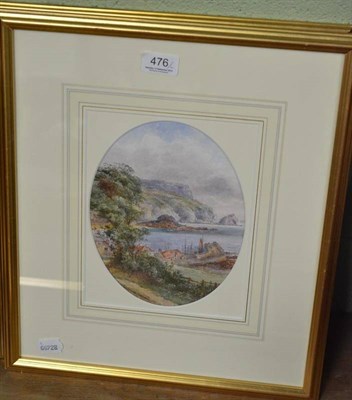 Lot 476 - Pair of framed oval watercolour landscapes by M Crosse