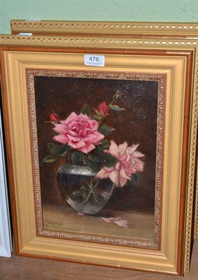 Lot 478 - W Ashton, pair of still lifes of roses, signed, oils on canvas