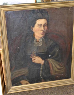 Lot 490 - Oil on canvas, portrait of a lady