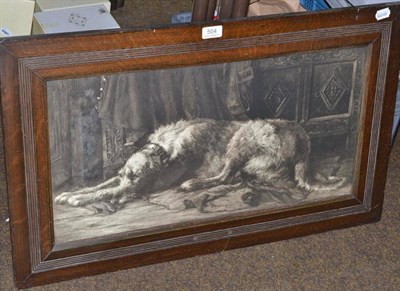 Lot 504 - By or After Herbert Dicksee, Deerhound, black and white print (possibly an etching) in an oak frame